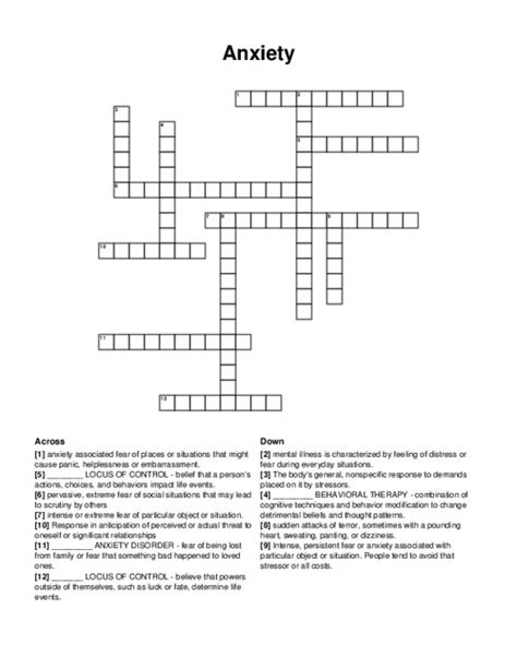 anxiety crossword clue|anxiety crossword clue 4 letters.